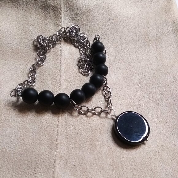 Sexy Seductive Business Casual Goth Grunge Domme | Black Agate + Stone Necklace - Picture 6 of 8